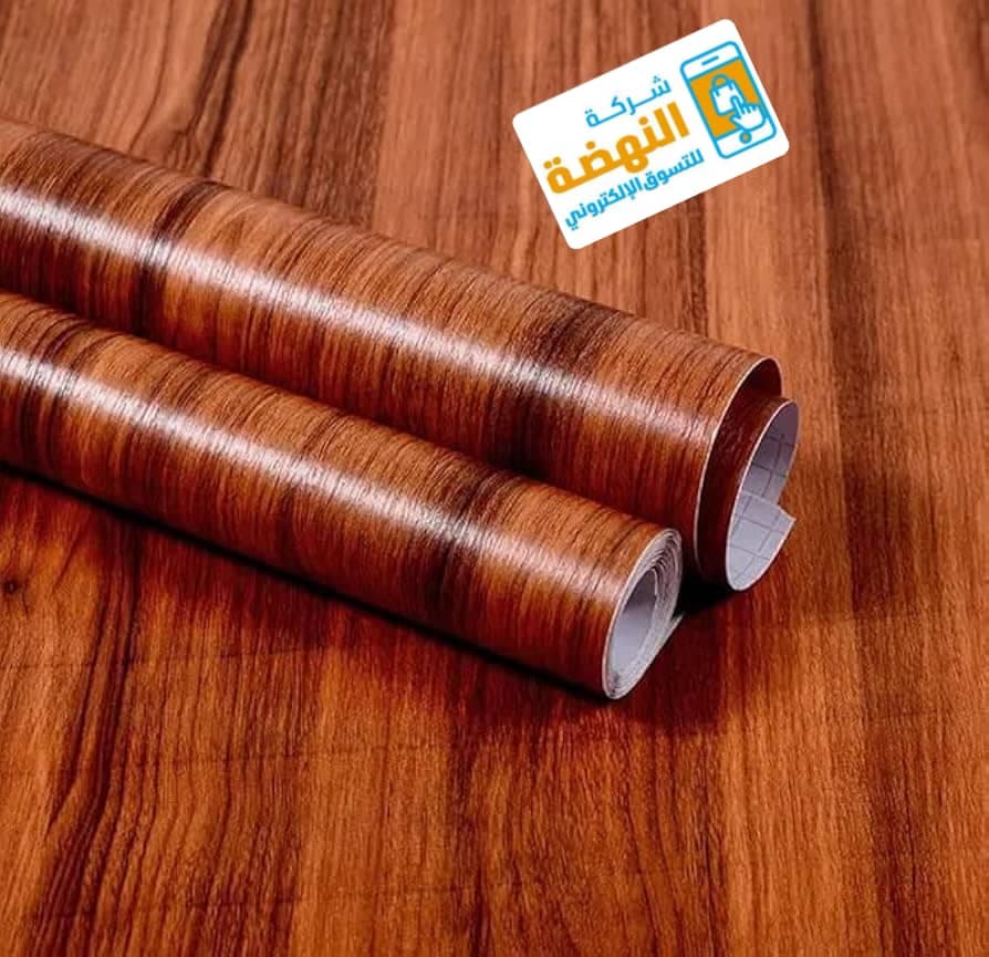 رول لاصق رخامي ابيض واسود وخشبي وا - صورة 2